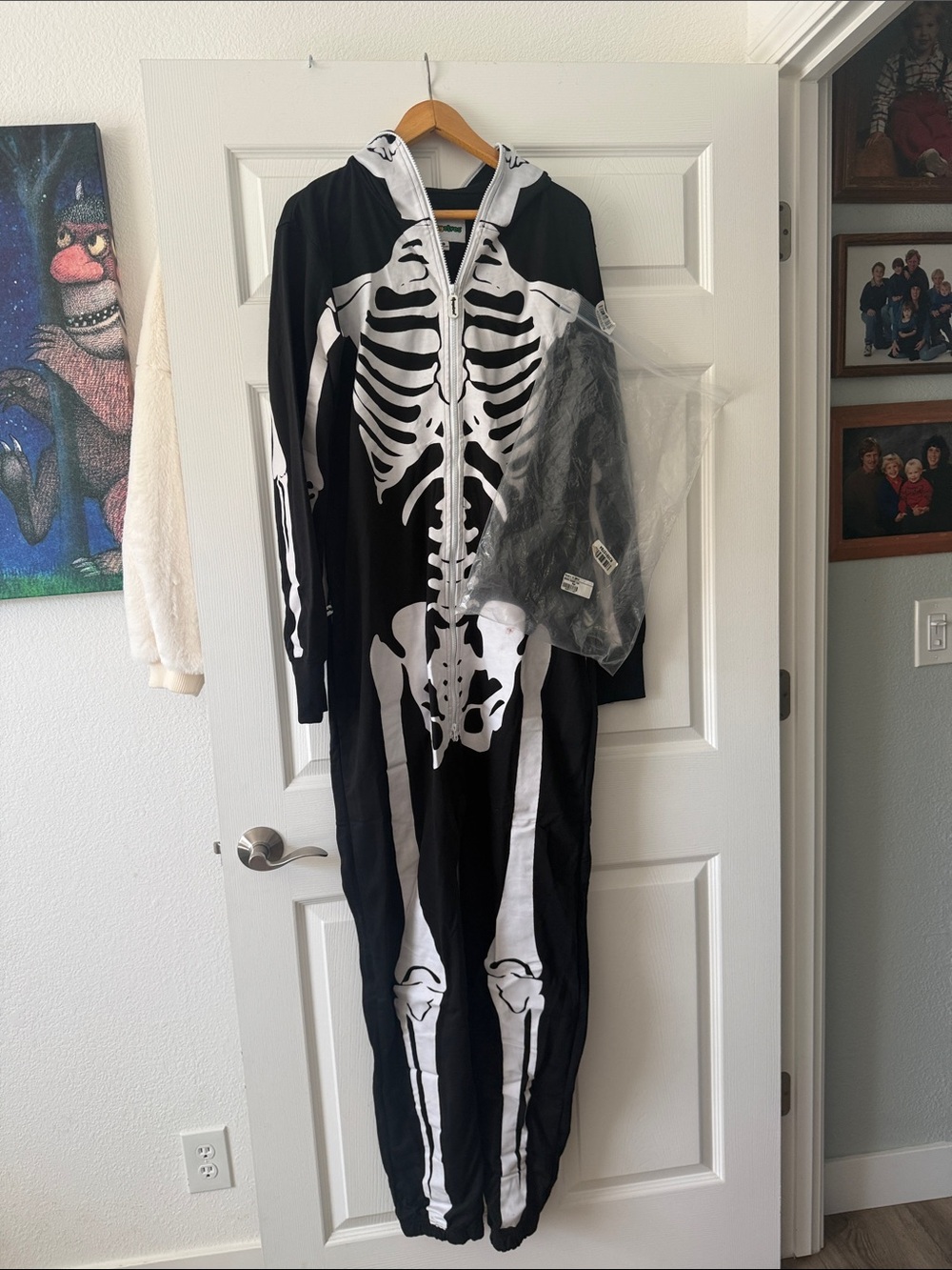 Tipsy Elves Black & White Skeleton Hooded Jumpsuit